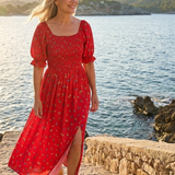 Delphine | Puff Sleeve Midi Dress
