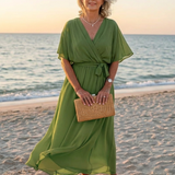 Elysia | Draped Midi Dress with Neckline