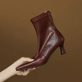Stella | Elegant Heeled Leather Ankle Boots