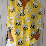 Margaret | Floral Bee Print Blouse