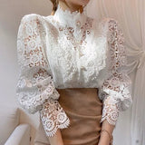 Tove | Long Sleeve Blouse with Lace and Details