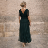 Camille | Long Dress with Off-the-Shoulder Sleeves