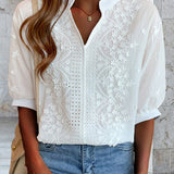 Ella | Elegant White Blouse with Puff Sleeves