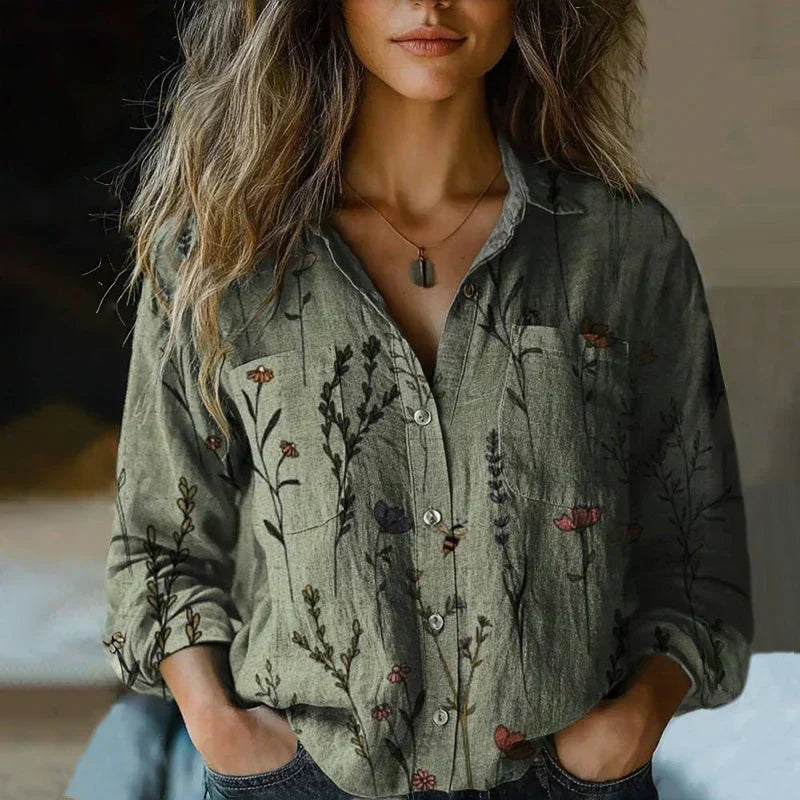 Nanna | Retro Floral Print Blouse