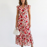 Lilac | Floral Print Flared Midi Dress