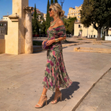Camille | Long Dress with Off-the-Shoulder Sleeves