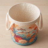 Sea Breeze hand-quilted laundry basket – a seaside scene (view 2)