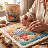Sea Breeze hand-quilted laundry basket – a seaside scene (view 6)
