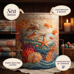 Sea Breeze hand-quilted laundry basket – a seaside scene (view 7)