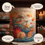 Sea Breeze hand-quilted laundry basket – a seaside scene (view 7)