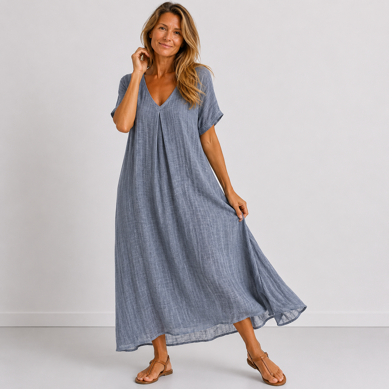 Violette | Long Flowy Dress in Linen