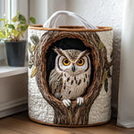 Hazel hand-quilted laundry basket – a cosy owl