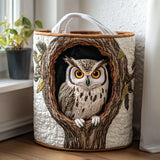 Hazel hand-quilted laundry basket – a cosy owl