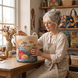 Sea Breeze hand-quilted laundry basket – a seaside scene (view 8)