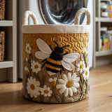 Honey hand-quilted laundry basket – daisies and bees