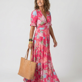 Ione | Short-Sleeve Floral Midi Dress