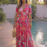 Ione | Short-Sleeve Floral Midi Dress