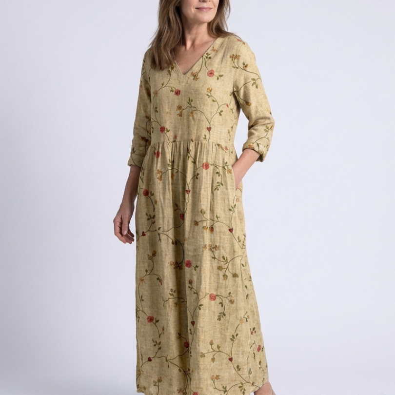 Marina | Three-Quarter Sleeve Maxi Dress