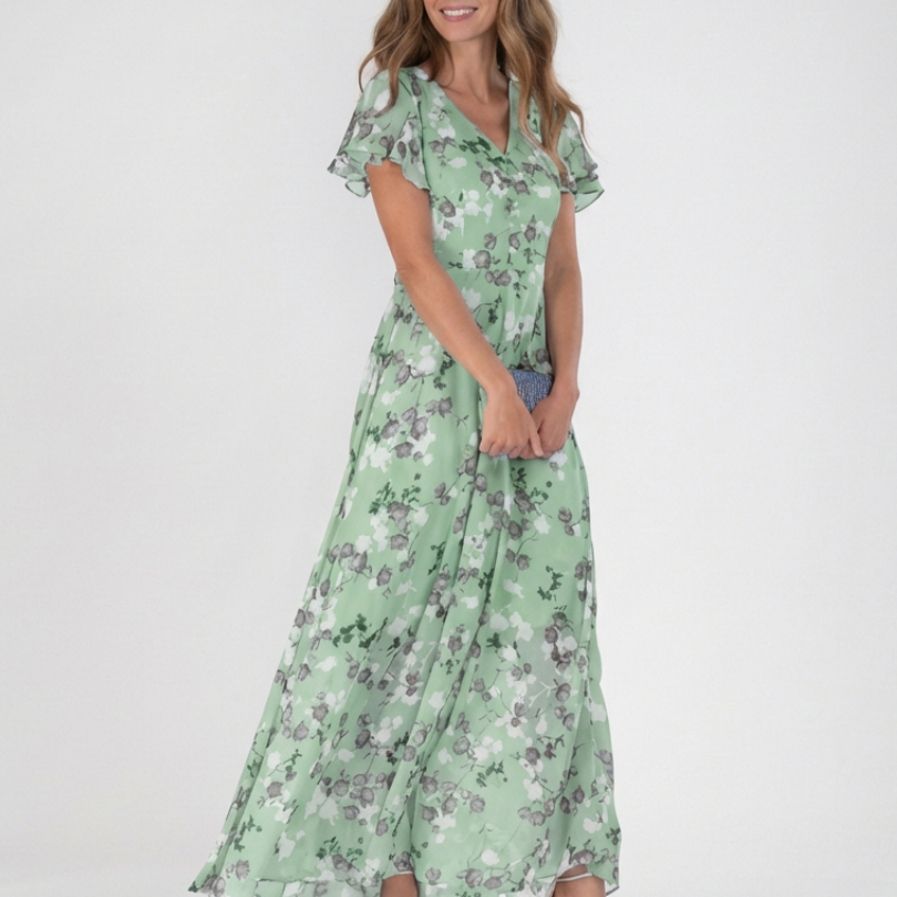 Ismeria | Floral Chiffon Maxi Dress