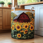 Sunflower Barn hand-quilted laundry basket – a barn in the sunflowers