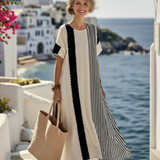 Elara | Striped Short-Sleeve Maxi Dress