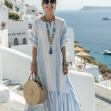 Ione | Striped Short-Sleeve Maxi Dress