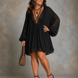 Oriella™ black ruffle A-line mini dress – image 5