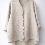Luisa™ Elegant Ruffled Linen Blend Shirt