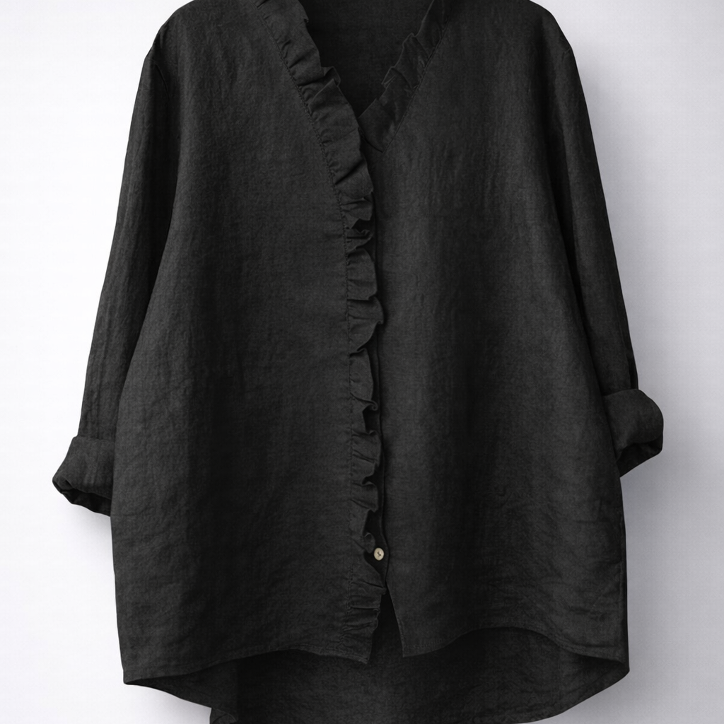 Luisa™ Elegant Ruffled Linen Blend Shirt