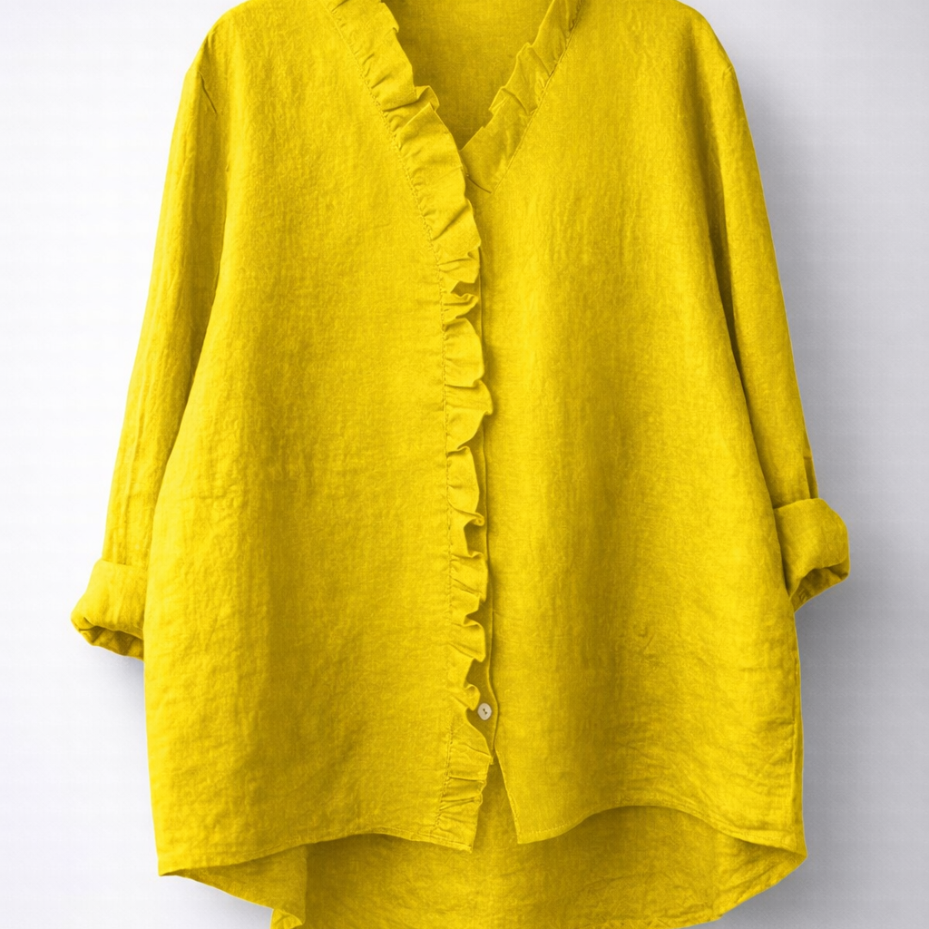 Luisa™ Elegant Ruffled Linen Blend Shirt
