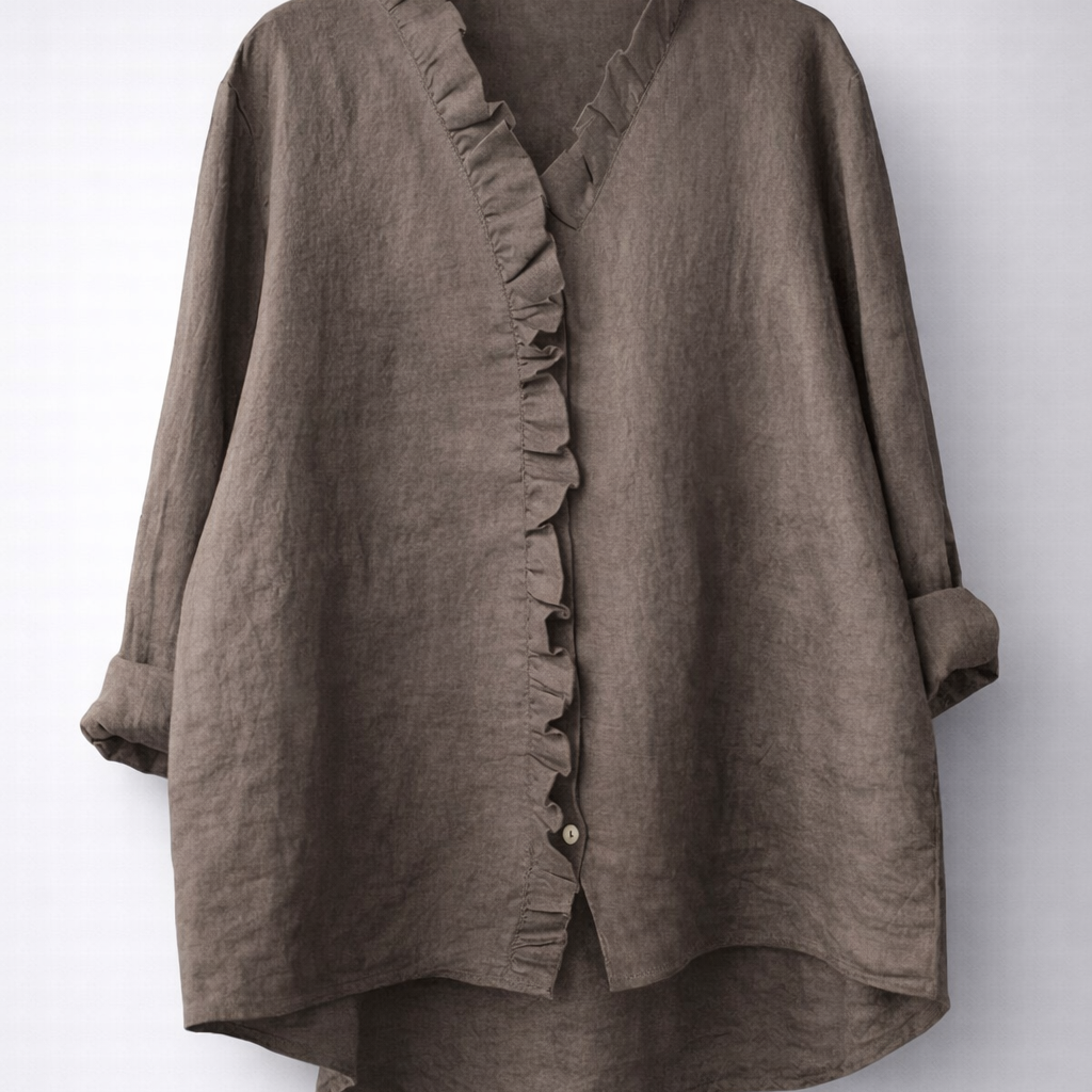 Luisa™ Elegant Ruffled Linen Blend Shirt