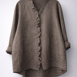 Luisa™ Elegant Ruffled Linen Blend Shirt