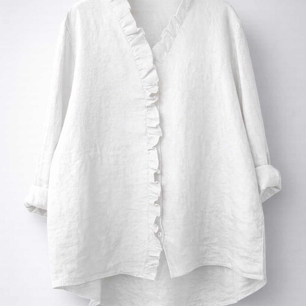 Luisa™ Elegant Ruffled Linen Blend Shirt