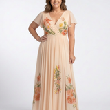 Calista | Pleated Floral Maxi Dress with Sleeves