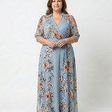 Camille | Floral V-Neck Wrap Maxi Dress